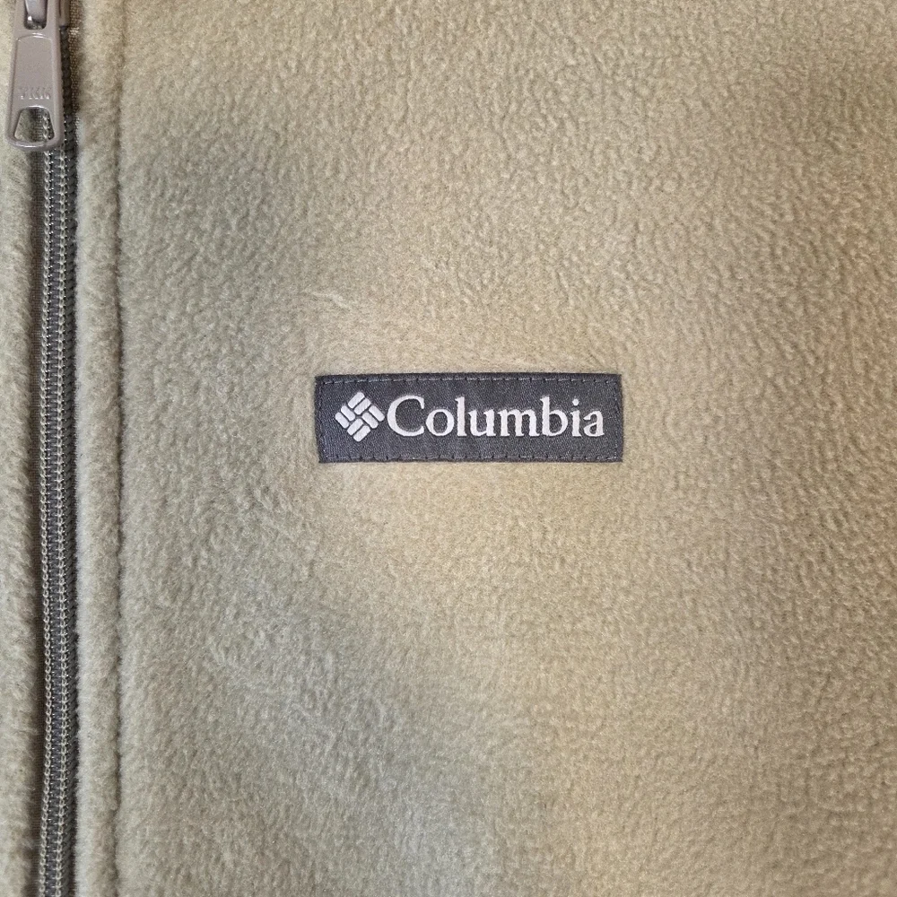 Columbia Steens Mountain Fleece Tan Black Zip Vest Size Large Tall